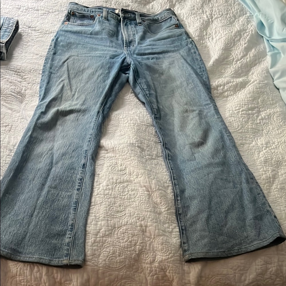 Madewell Blue Flare Wide Leg Jeans